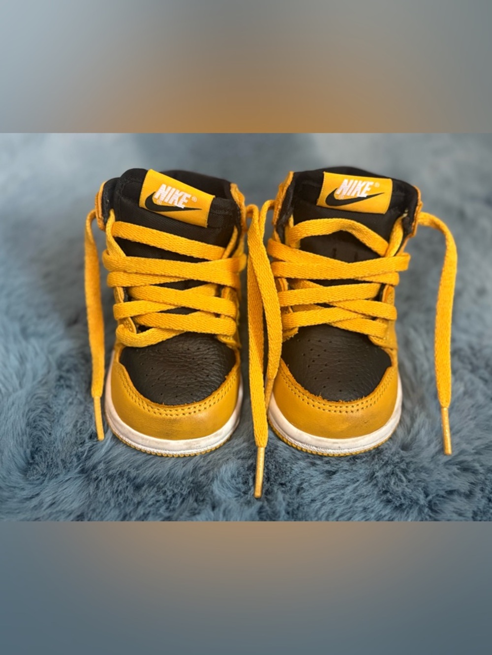 Nike Kids Yellow and Black High-Top Sneakers